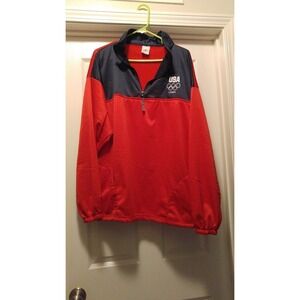 LONDON OLYMPICS COMMITTEE 1/4 ZIP FLEECE LINED RED LIGHT-WEIGHT JACKET USA Sz 2X